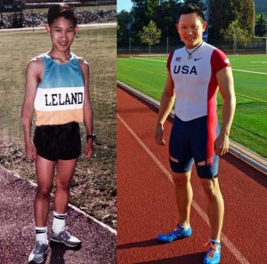 Dr. Derick Phan doing track and field as a kid and as an adult